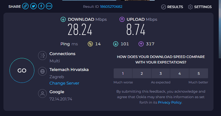 Brzina download-a i upload-a